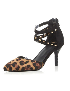 Escarpins à petits talons en micro daim Zip croisé