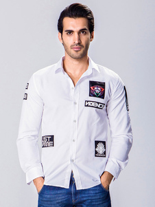 Chemise en coton impression manches longues