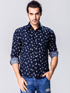 Chemise en coton impression manches longues