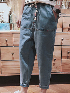 Jean bleu clair chic style sarouel en coton bleu pour hommes