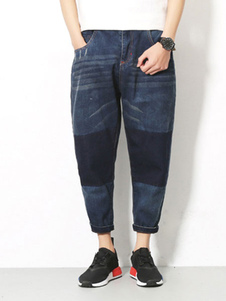Jean bleu style sarouel surdimensionné en coton pour les hommes