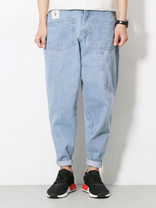 Jean bleu style sarouel en coton pour hommes