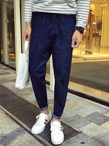 Jean bleu chic sarouel style libre en coton pour hommes