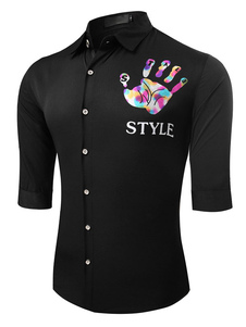 Chemise noir en coton avec manches courtes pour homme