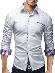 Chemise blanc en coton avec manches longues pour homme