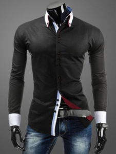 Chemise multicolore en coton avec manches longues pour homme