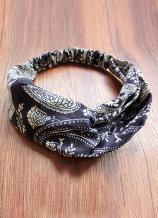 Coiffe de cheveux bleue imprimé ethnique Vintage