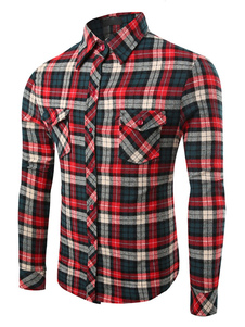 Chemise multicolore en coton avec manches longues pour homme