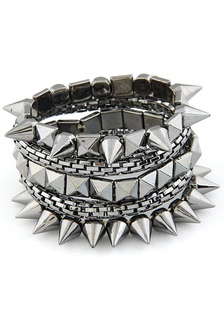 Bracelet à rangée délicat métallique punk géométrique sans fermoir