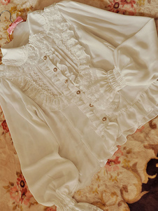 Chemisier lolita doux en chiffon unicolore avec dentelle