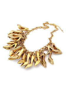 Fabuleux Collier métallique style européen avec frange sans pierreries fermoir homard