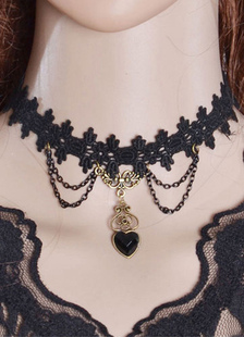 Délicat Collier en nylon style européen avec dentelle sans pierreries fermoir homard