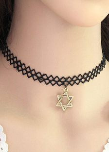 Doux Collier en nylon style européen avec dentelle sans pierreries fermoir homard