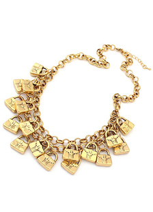 Fabuleux Collier métallique style européen avec frange sans pierreries fermoir homard