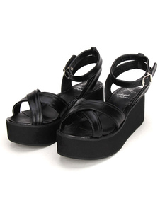 Lolita Punk noir plateforme sandales Ankle Strap