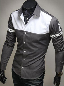 Chemise grise manches longues Casual pour hommes