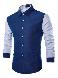 Chemise Casual hommes manches contraste Polka Dot