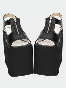 Matte Black/White Lolita sandales plate-forme haute glissière conçu