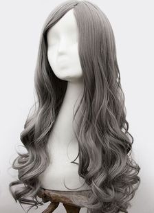 Toussaint Cosplay Perruque grise fabuleuse dégradé en fibre résistante à la chaleur frisée