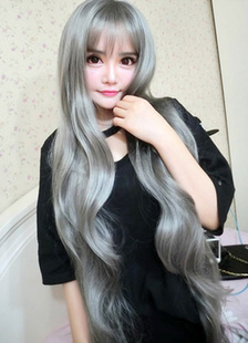 Toussaint Cosplay Perruque grise fabuleuse dégradé en fibre résistante à la chaleur frisée