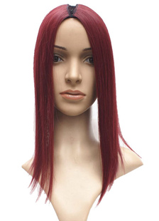 Extension de cheveux raides bordeaux synthétique dégradé