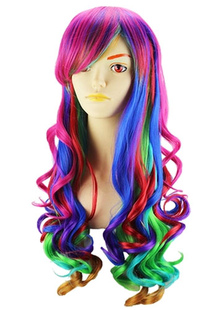 Toussaint Cosplay Perruque rouge dégradé en fibre résistante à la chaleur frisée