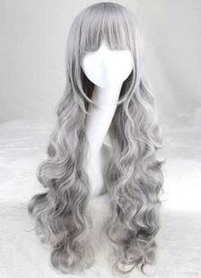 Toussaint Cosplay Perruque grise dégradé en fibre résistante à la chaleur frisée
