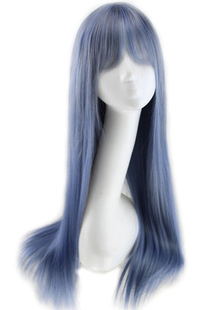 Toussaint Cosplay Perruque bleue chic dégradé en fibre résistante à la chaleur droite