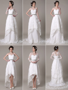 Robe de mariage ivoire fabuleuse tissu de satin avec dentelle encolure en coeur traîne démontable