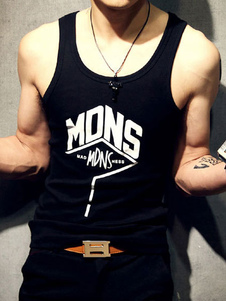 T-shirt en coton col ras du cou sans manches pour homme