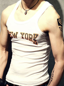 T-shirt en coton col ras du cou sans manches pour homme