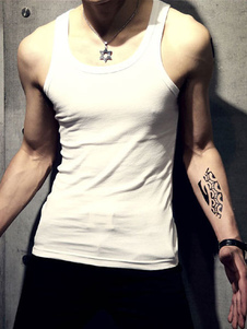 T-shirt en coton col ras du cou sans manches pour homme