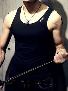 T-shirt en coton col ras du cou sans manches pour homme