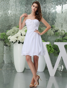 Robe de Cocktail fleur en mousseline de soie sans bretelles appliques tenue de Homecoming a-line