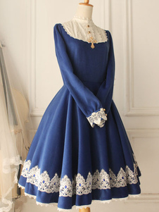 Classic Lolita Victoria laine Vintage perles robe manches longues