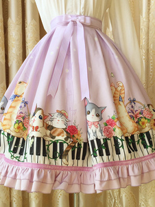 Jupe Lolita douse excellente en polyester impression avec noeud