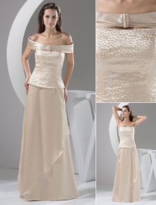 Robe de mariée Champagne de Mère sans bretelles perles mousseline de soie a-ligne partie d'une pelli