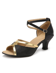 Adorables chaussures de latine Paillette à petits talons semelle souple et bout ouvert