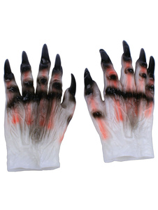 Gants synthétiques de Halloween fantôme