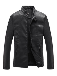 Veste homme en PU noir col montant