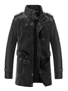 Veste homme en PU noir col montant