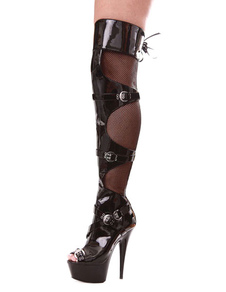 Bottes peep-toe zip en PU noires