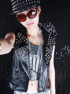 Cool costume de danse hip-hop en PU Noir Gilet