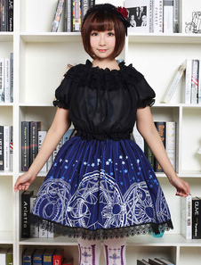 Bleu Lolita Robe mignonne Lolita dentelle jupe avec une impression de cercle magique