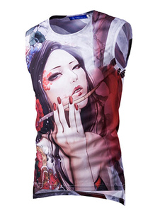 Tank T-Shirt masculine sans manches avec impression de fille Sexy