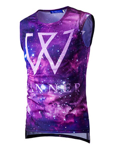 T-shirt sans manches à réservoir hommes violet imprimé