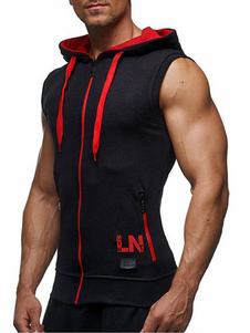 Sweat à capuche sans manches fermeture éclair veste sweat à capuche pour hommes