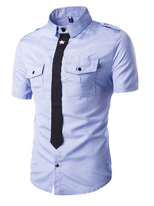Chemise Casual pour hommes manches courtes noir/blanc/bleu/bleu marine