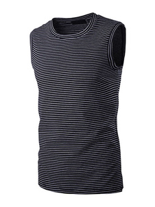 Réservoir rayé sans manches T Shirt Sweatshirt masculine en noir/blanc/gris