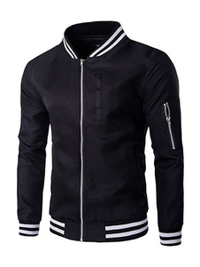 Zip Jacket Bomber blanc noir rayé Jacketfor de Casual hommes